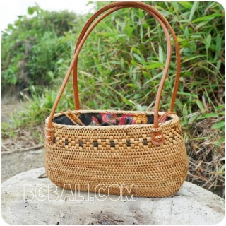 handbags rattan handwoven with batik lining casual